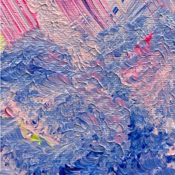 Cotton Candy Day at The Circus Custom Acrylic painting Pink Blue Yellow - Picture 5 of 6